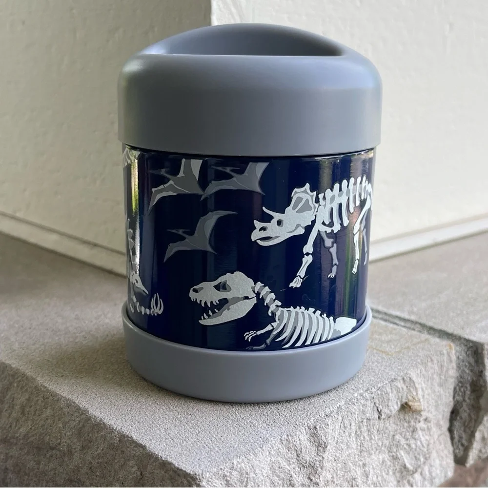 Pottery Barn Kids Mackenzie Blue/Gray Glow-in-the-Dark Dinos Hot Cold Container